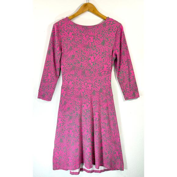 Lilly Pulitzer Danni Floral Jersey Dress Pink Green 3/4 Sleeve Size M - Picture 2 of 9